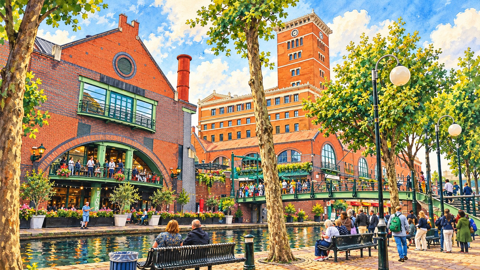 Artist’s impression of Brindleyplace Canalside Birmingham England